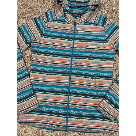 Sherpa Adventure Gear Womens S Preeti Hooded Jacket Zip Up Blue Striped Gorpcore - Picture 8 of 9